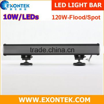 China supplier wholesale high power C.REE 12PCS*10W offroad LED light bar one row single row 120W 4X4 accessories