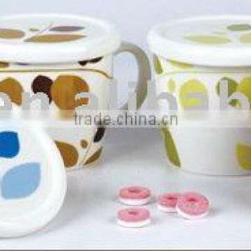 4 color decals crystal bone china mug with lid