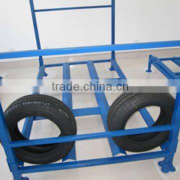 Folding heavy duty powder coated warehouse storage tire rack shelves