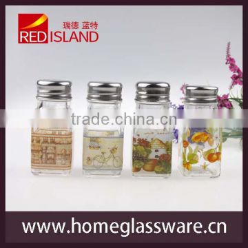 printing square glass spice jars,condiments bottles