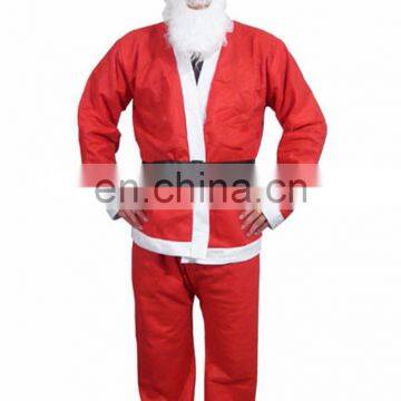 Economical felt material promotional red color santa suit