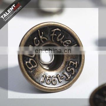 custom casting brand name logo metal buttons for jeans wear