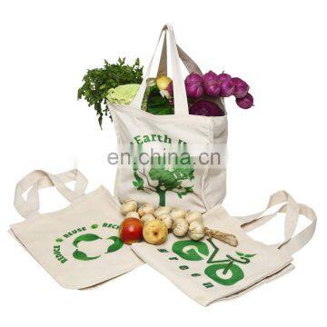 Reusable Canvas Grocery Shopping Bags with Handles, Organic Cotton Cloth Grocery Tote Bags