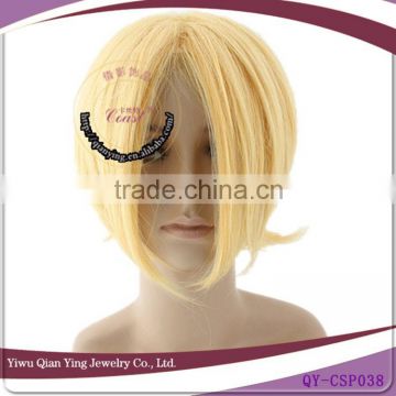 male short straight synthetic cosplay blonde wig