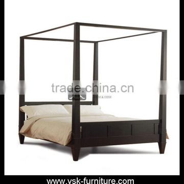 BE-092 Wood Double Capony Bed Designs