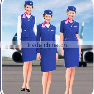 Elegant skirt suit flight attendant uniform, fashion skirt airline stewardess uniform,hot tailored blue color Stewardess uniform
