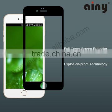 Ainy new products for 2015 factory price full coverd corning tempered glass screen protector for iPhone 6 black and white 0.2mm