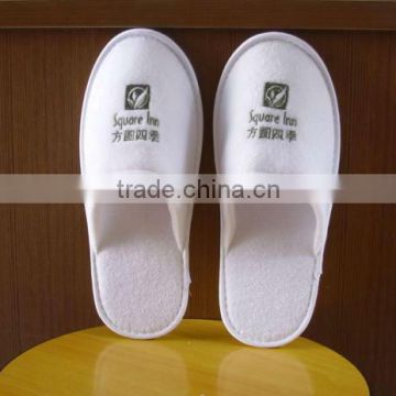 embroidery logo disposable velour hotel slipper