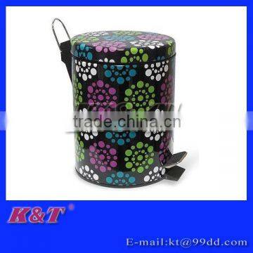 Elegant in style flower decorative stainless steel garbage can