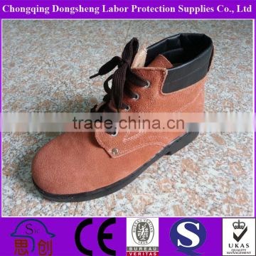 Brownish-red Suede Leather High Heeled Safety Shoes