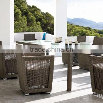 Best Selling synthetic rattan outdoor dining set furniture (1.2mm alu frame with powder coated,5cm thick cushion 250g polyester