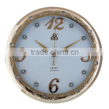 3D Round gold plastic decorative wall clock