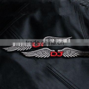 High quality custom logo Angel's wing shape applique patches /embroidery patches for garment