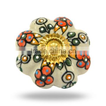 Ceramic Melon Gudhal Flower with brass finish
