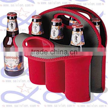 Promotional Neoprene Six Pack Beer Wine Bottle Cooler Holder