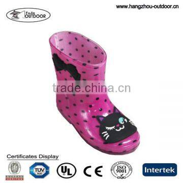 2015 Littel Girls Lovely Cheap Animal PVC Rain Shoes Factory