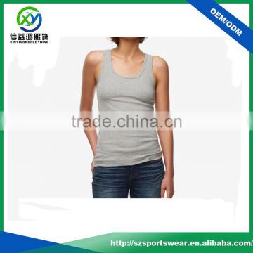High quality grey color women gym wear 100 cotton tank top, running singlet