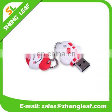 Soft rubber customized Christmas snowman usb flash drive for promotion