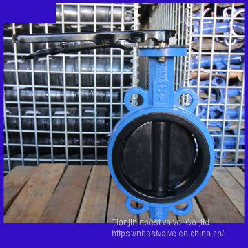 D71J-10C DN100 4inch rubber lining wafer butterfly valve for river water