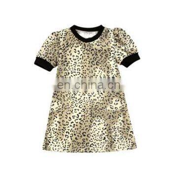 Kids Girls Dress Short Puff Sleeve Leopard Print Knee Length A-Line Dress Outfit Clothing