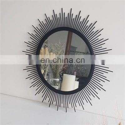 Black Round Wall Metal Mirror Rustic Accent Mirror For Bathroom, Entry, Dining Room, & Living Room