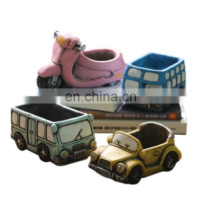 Custom Car-Shape-Flower-Pots Mini Cartoon Ceramic Porcelain Succulent Planter Pots Vintage Truck Flower Pots