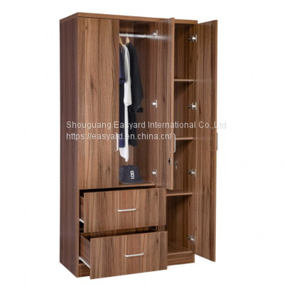 wood structure bedroom furniture three door wardrobe amoire
