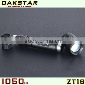 DAKSTAR ZT16 1050LM CREE XML T6 18650 Aluminum Rechargeable LED High Power Zoomable Flashlight