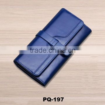 Women's Genuine Leather Long Wallet Clutch Purse Lady Handbag Money Bag Blue
