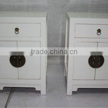 Chinese reproduction white bedside small cabinet