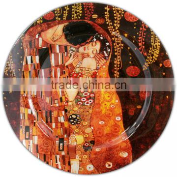 CARMANI Glass Plate diameter 35 cm The Kiss design Gustav Klimt