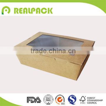 Disposable take away paper salad container with transparent window                        
                                                Quality Choice