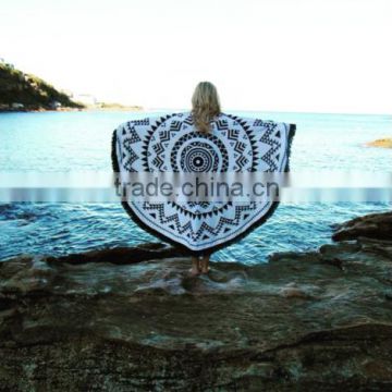 1500mm diameter wholesale cotton round towel with fringe in stock