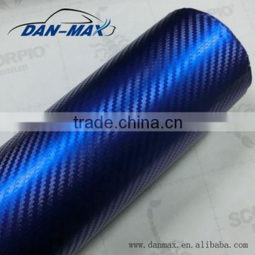 2016 High stretchable dark blue pvc protect wrap Chrome pearl 3D imitation carbon fiber vinyl film