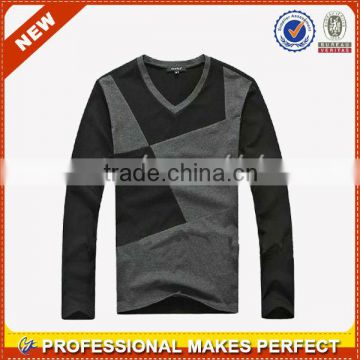 color blocking stylish fashion man cotton long sleeve tshirt(YCT-B0079)