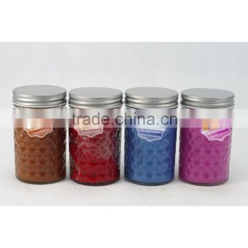 scented colored glass candle with lid size 69mmD*117mmH