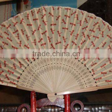 Chinese style hand fan with bamboo handle /cotton fan/polyester fan
