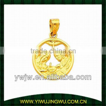 14K Yellow Gold Religious Baptism Charm necklace Pendant