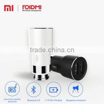 Roidmi wholesale multi-function Fashional Design Bluetooth 2 port wireless usb rohsquick car charger with output 5V 2.4A 2nd gen