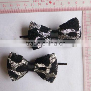 fashion leopard printed lace bow bobby pins