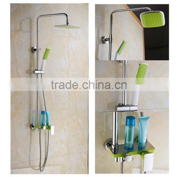 Colourful baking Varnish bath& shower rotate faucet set with ABS plastic rain shower head &hand shower
