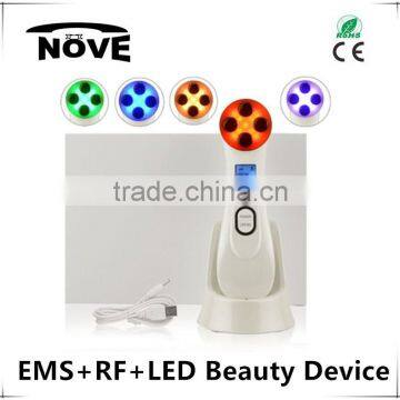 2016 EMS+RF+LED therapy good seller radio frequency skin health device for women use facial toner machine with heat energy