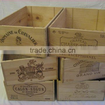 FRENCH CHIC RETRO GENUINE VINTAGE USED WOODEN WINE CRATES BOX