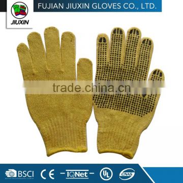 Yellow cotton knitted working gloves