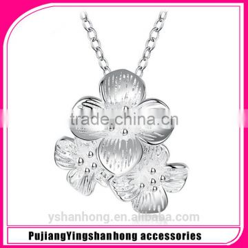 Fashion 925 silver flower pendant necklace