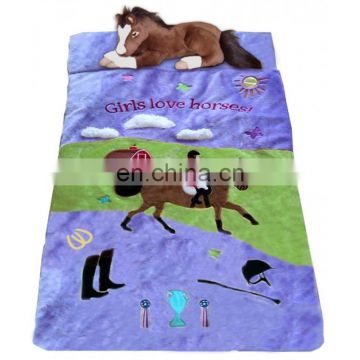 New design 3D style horse pillows and plush sleeping bag