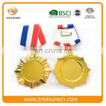 25mm Inserted Blank Gold Alloy Award Medal With Ribbon Tape