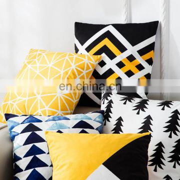 Velvet custom printing geometric brushed fabric pillow case home decor cushion cover