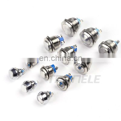12mm 16mm 19mm 22mm reset screw metal push button 1NO Horn Push Botton Switch Domed Momentary Switch round high flat head
