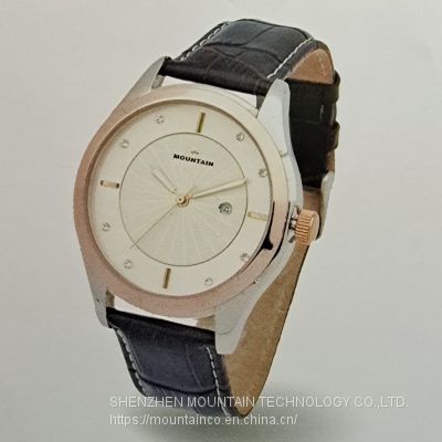 Stainless Steel Fashion Watches Man  Genuine Leather Quartz Gift Watch